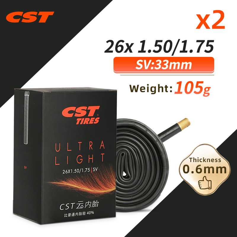 2PCS CST Bike Ultra-Light Inner Tube 26/27.5/29/700c For MTB Road Bike Tyre Butyl Rubber Competition Grade Bicycle Interior Tire: Ivory