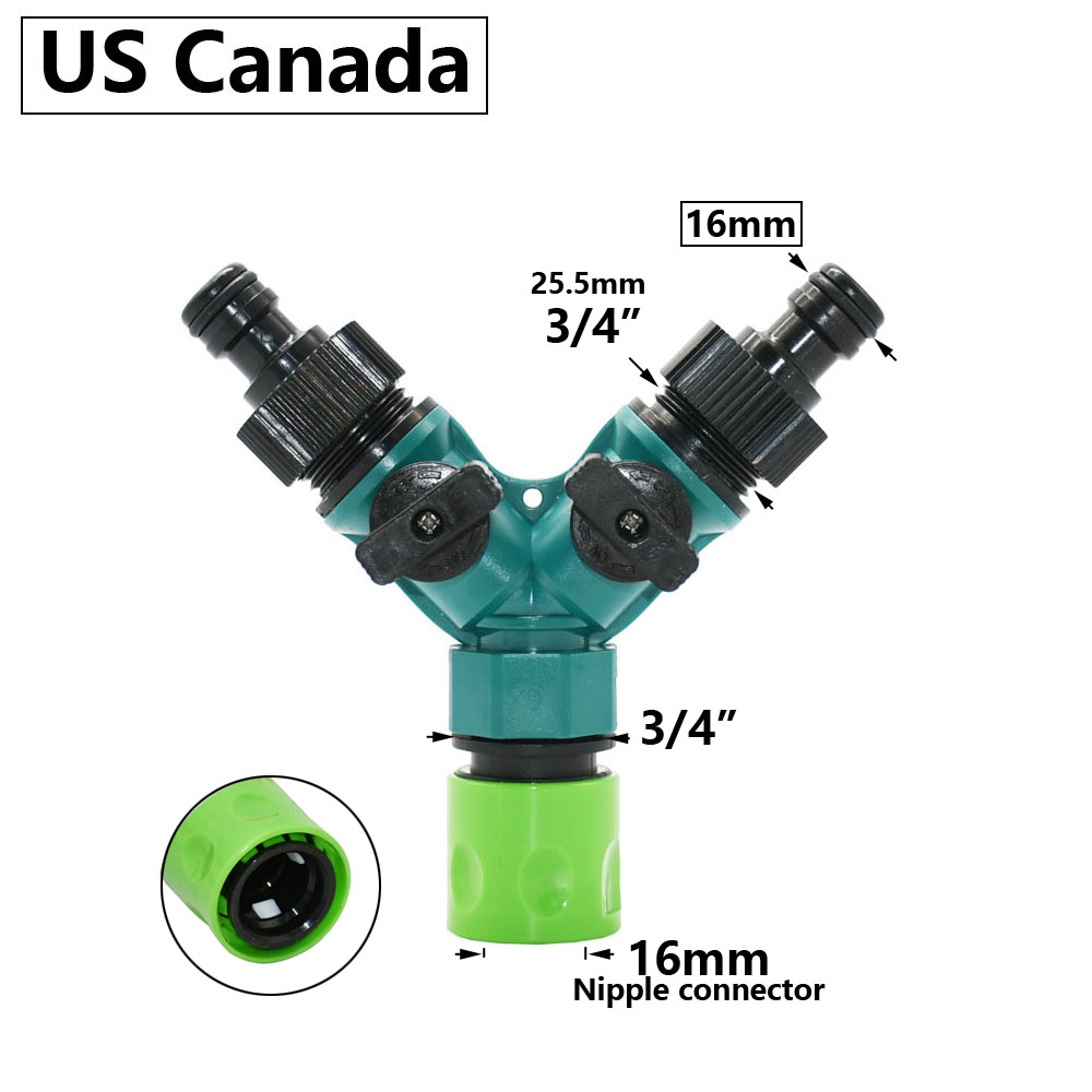 Garden Tap Water Splitter 1/2" 3/4" Female Thread 2-Way Garden Hose Y Type Watering Adjustable Switch Water Controller Valve: PURPLE