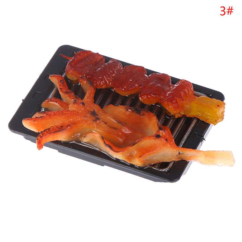 Mini Pretend Food Simulation BBQ Miniature Black BBQ Grill Garden Outdoor Accessory For Doll House Kitchen Decoration Toys: Type2 - C