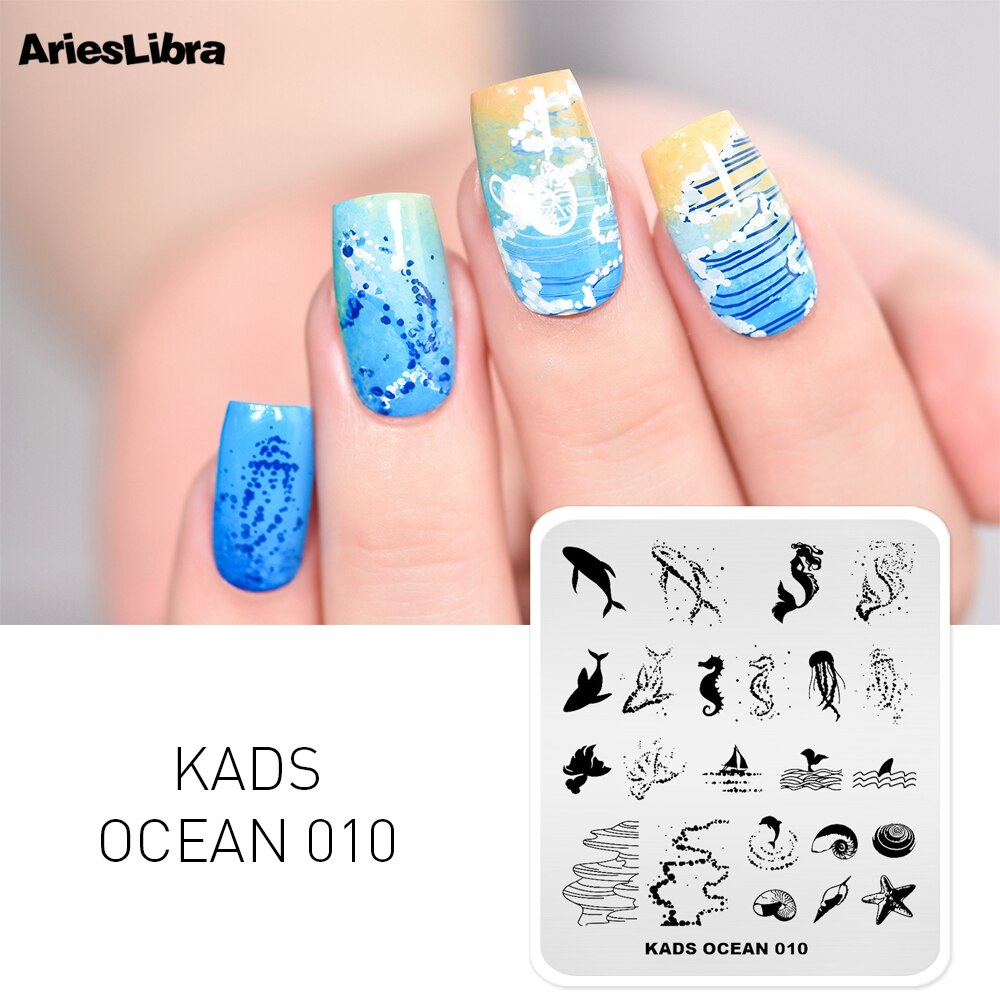 AriesLibra Nail Art Stempelkommen Oceaan DIY Manicure Template voor Nail Stempel Polish Stencil Nail Plaat Stempelen Gereedschap