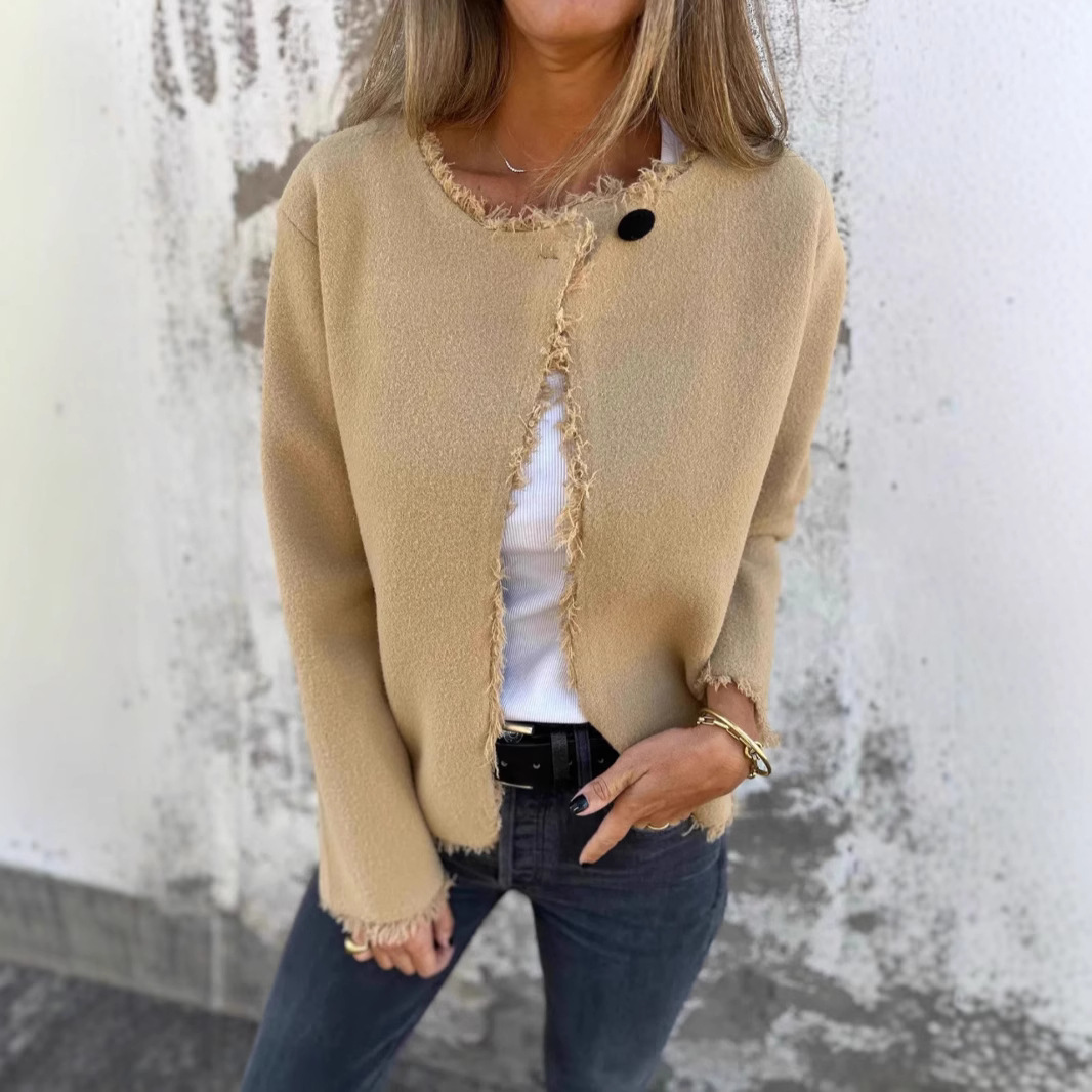 Abrigos de lana para mujer, chaquetas de mezcla, abrigo de manga larga con cuello redondo, chaqueta de calle gruesa y cálida Y2k, prendas de vestir exteriores elegantes para Otoño e Invierno