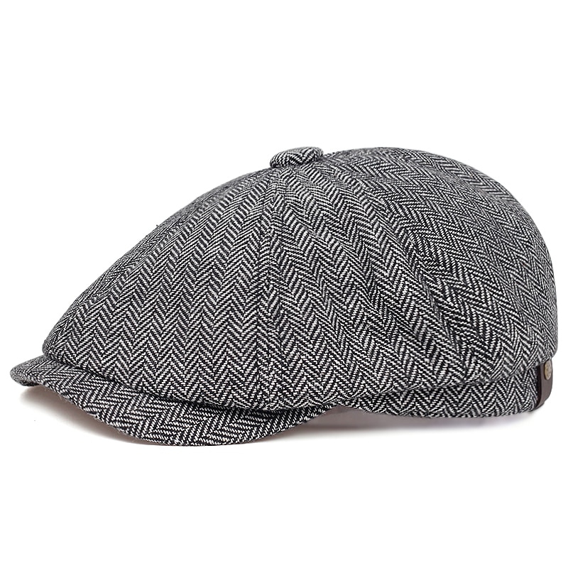 Nueva boina marrón de cuadros sombrero masculino algodón % hip hop sombreros Otoño e Invierno gorra de ocio al aire libre gorras de