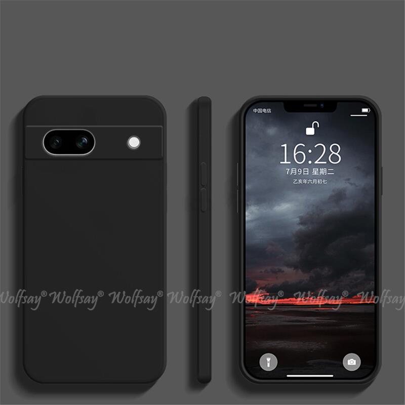 Para Google Pixel 7A funda protectora de goma de silicona líquida funda de teléfono Google Pixel 8A 8 Pro 7A 7 6A 6 Pro funda TPU Pixel 7A: Aluminio / Negro