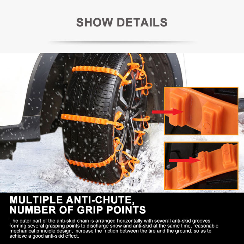 10Pcs Car Snow Tire Anti-Skid Chains Tire Snow Chains Wheel Tyre Cable Belt Fit Tyre Width 145-295 Snow Rain Winter Tool Durable