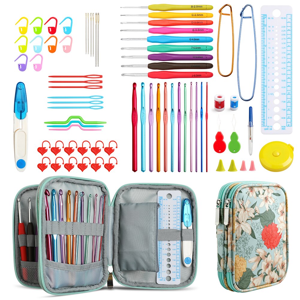 Premium Haaknaalden Set Met Case Breinaalden Set Diy Naald Arts Craft Schaar Stitch Markers Naaien Gereedschap: A
