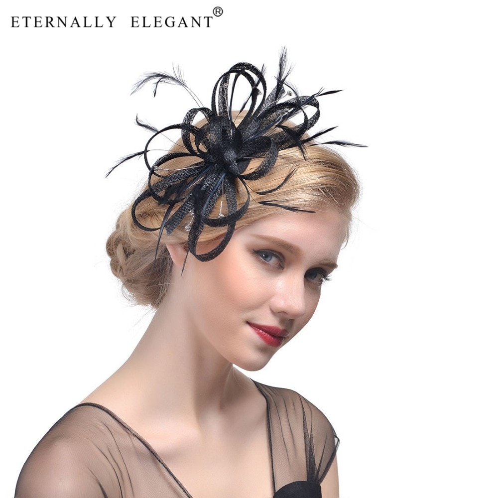 plume coiffure mariée cheveux chapeaux accessoires Elagant dames fête mariée chapeau pour mariage