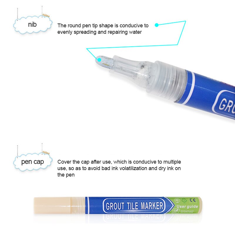 Ceramic Tile Seam Beauty Tile Beauty Seam Waterproof Decontamination Pen Repair Pen Beautiful Sewing Pen
