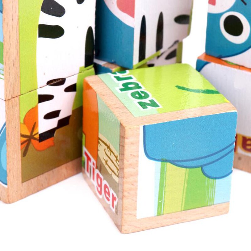 en bois dessin animé Animal Puzzle jouets unique 6 côtés sagesse Puzzle éducation précoce apprentissage jouets pour enfants jeu
