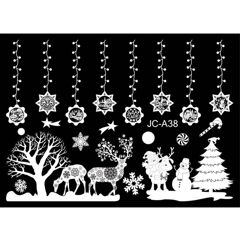 Autocollants de noël pour fenêtres, 53*37.2cm décorations murales en pvc, décoration d'intérieur pour l'année, autocollants pour vitres: 1