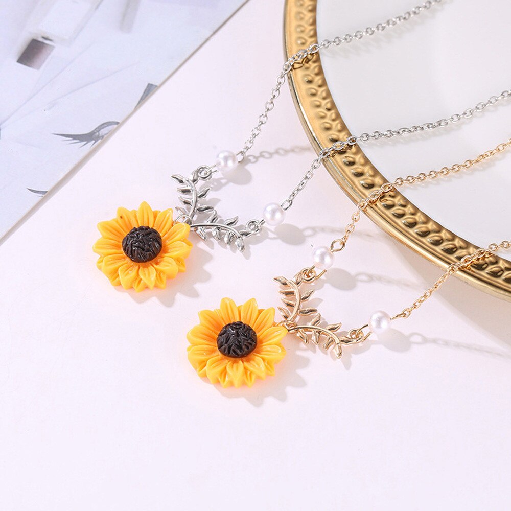 Parel Zonnebloem Ketting Vrouwen Voor Vrouwen Kleding Accessoires Zon Bloem Daisy Hanger Kettingen Bruiloft Sieraden