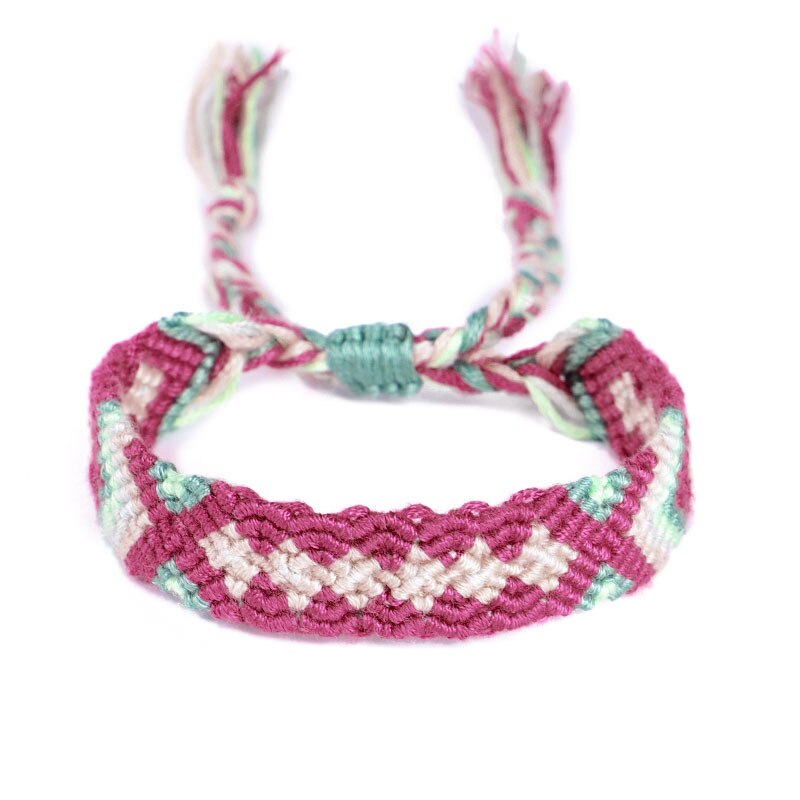 Boho Etnico Braccialetto Fatto A Mano Della Spiaggia di Estate Della Treccia String Involucro di Cotone Corda Intrecciata Braccialetti di Amicizia Per Le Donne Degli Uomini: 20