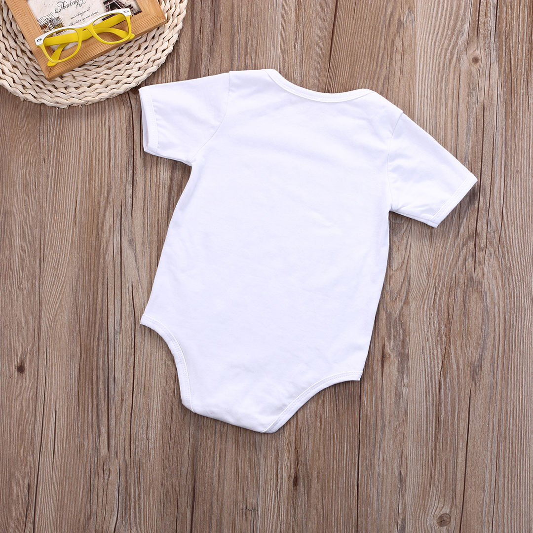 Infant Baby Boys Girls Bodysuit Summer Clothes Short Sleeve Letters Jumpsuit Outfits Sunsuit Size 0-24M
