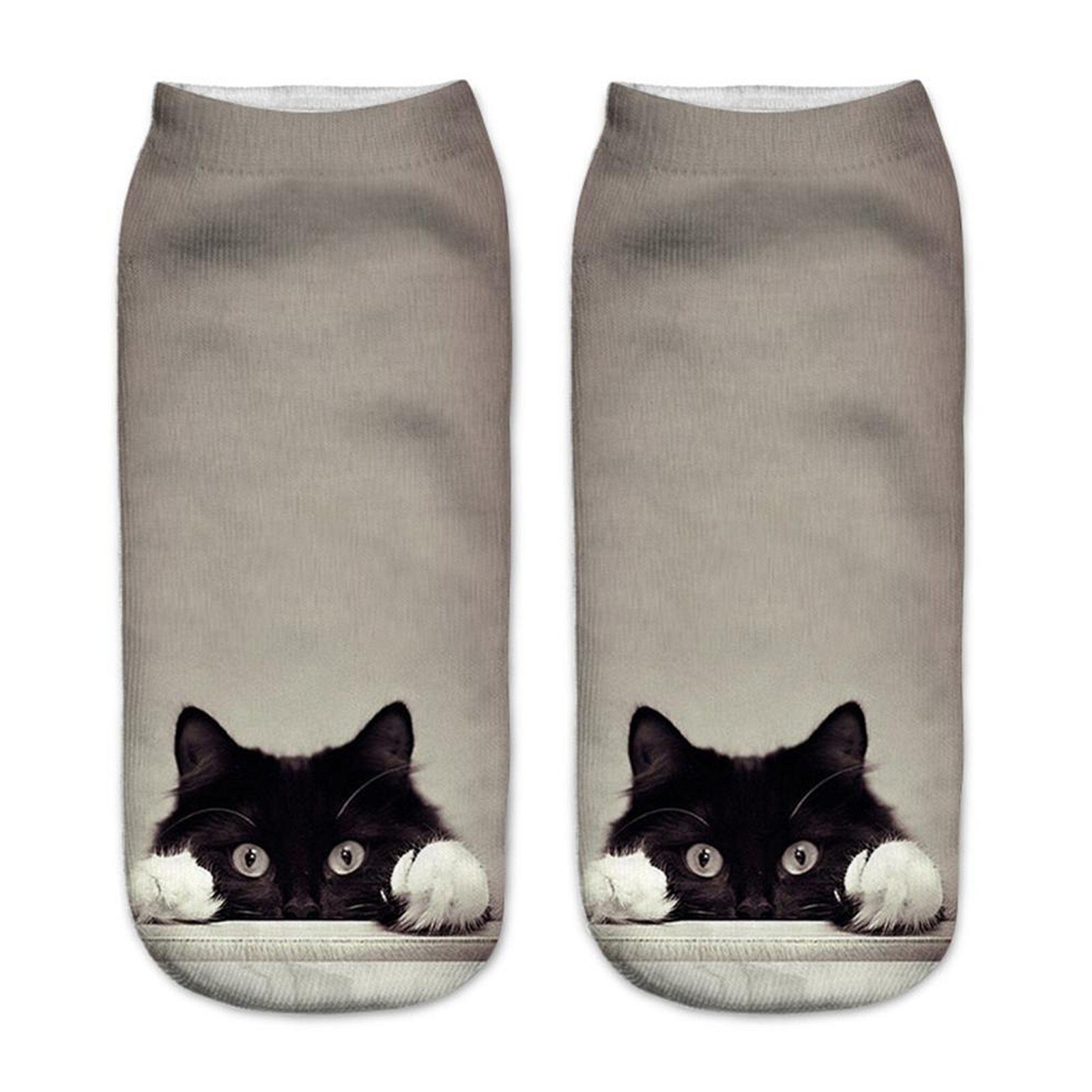 Vrouwen Funny Animal Casual Werk Business Sokken 3D Leuke Kat Gedrukt Medium Sokjes Unisex Sokken Mode Polyester Sokken: KH