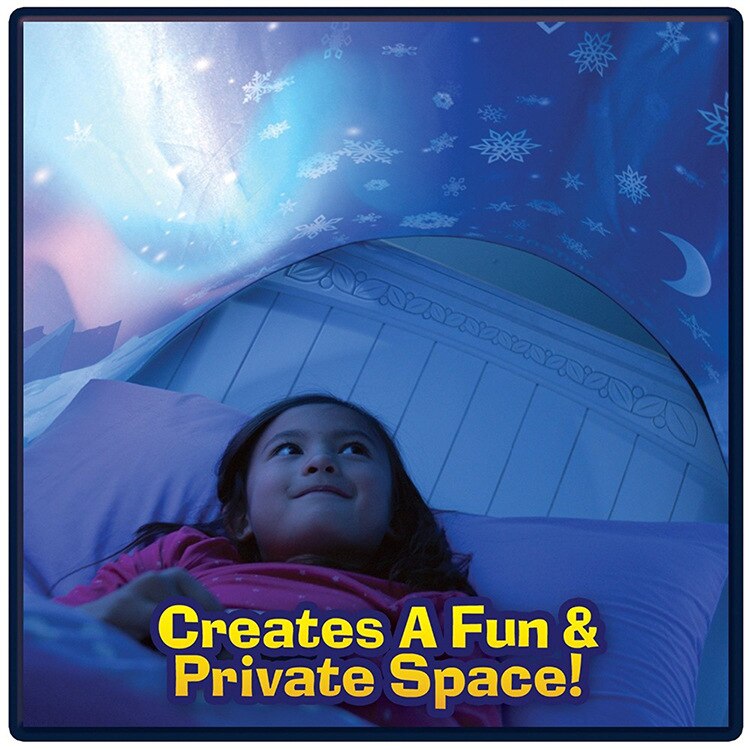 Børn telte seng drømmetelt tegneserie snedækket sammenfoldeligt legehus trøstende om natten sovende udendørs lejr tipi pop up sengetelt