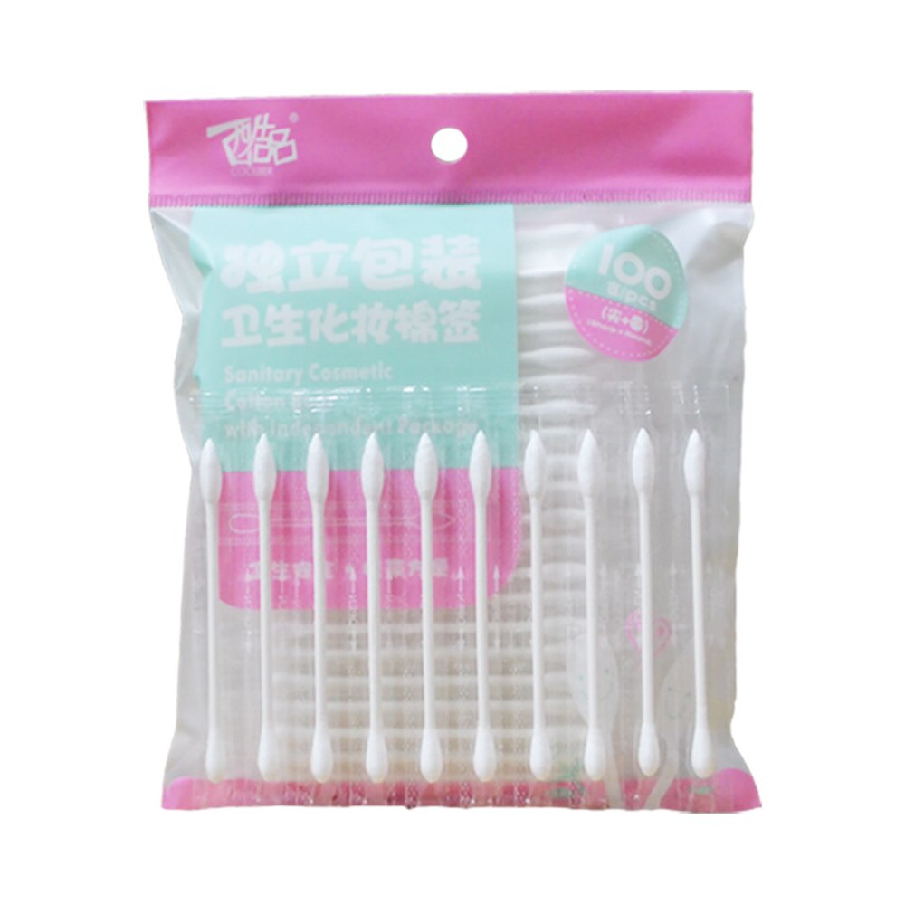 100 stuks/zak make-up wattenstaafjes oorwattenstaafjes dubbele kop wegwerppapieren wattenstaafje oogschaduwmengapparaat neusreinigingstool
