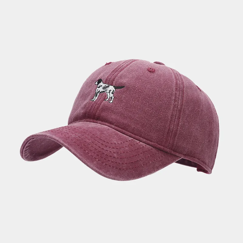 Gorra de béisbol con bordado de perro de dibujos animados para hombre y mujer, gorro ajustable, Snapback, para exteriores, para las cuatro estaciones, 11: Color vino