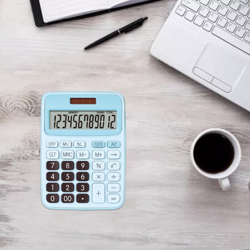 Calculadora de escritorio de 12 dígitos, herramienta de contabilidad de negocios, batería y energía Solar, botones grandes transparentes, calculadora electrónica Lcd