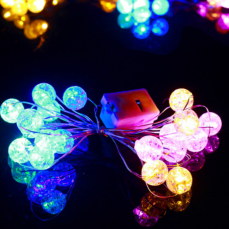 Led Lichtslingers Knop Op Batterijen Werkende Kristallen Bol Verlichting Waterdichte Zonne-Energie Patio Licht Voor Kerst Kamer Decor