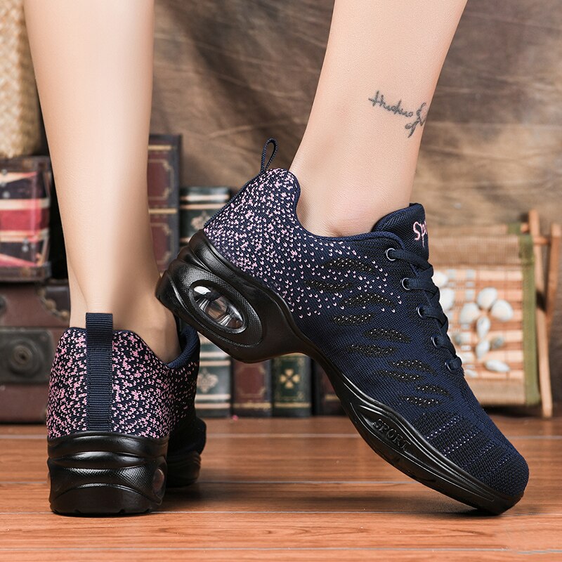 Zapatos de baile transpirables con amortiguación para mujer, zapatillas deportivas ligeras para baile moderno, zapatillas de entrenamiento para chica