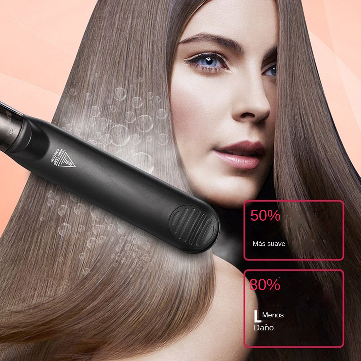 Plancha de pelo a vapor para peinar el cabello, alisador de pelo con placas anchas de cerámica, plancha alisadora y rizadora, herramienta de peinado por vapor plancha de pelo vapor planchas para el cabello