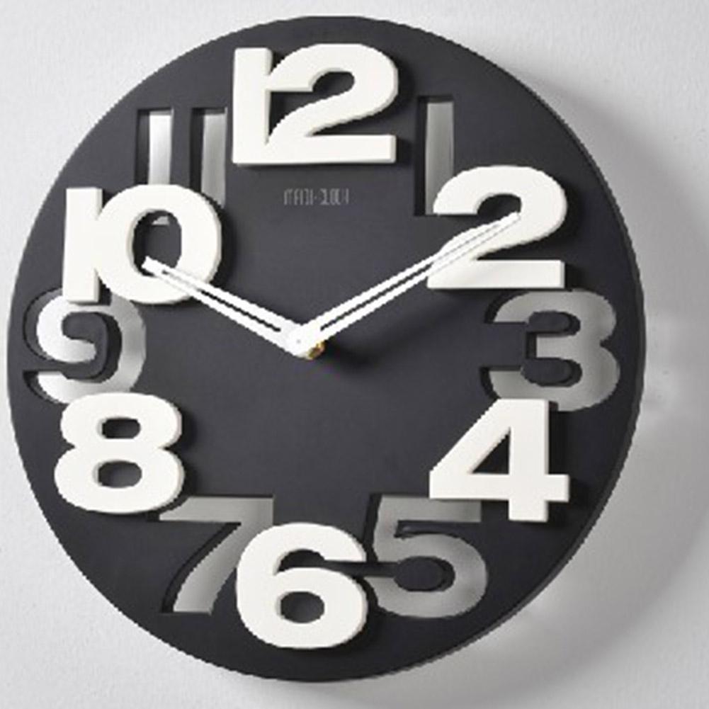 Stereo 3D Digitale Wanduhren modern Große Zauberstab Hängen Küche Wohnzimmer Uhr Dekor: Schwarz