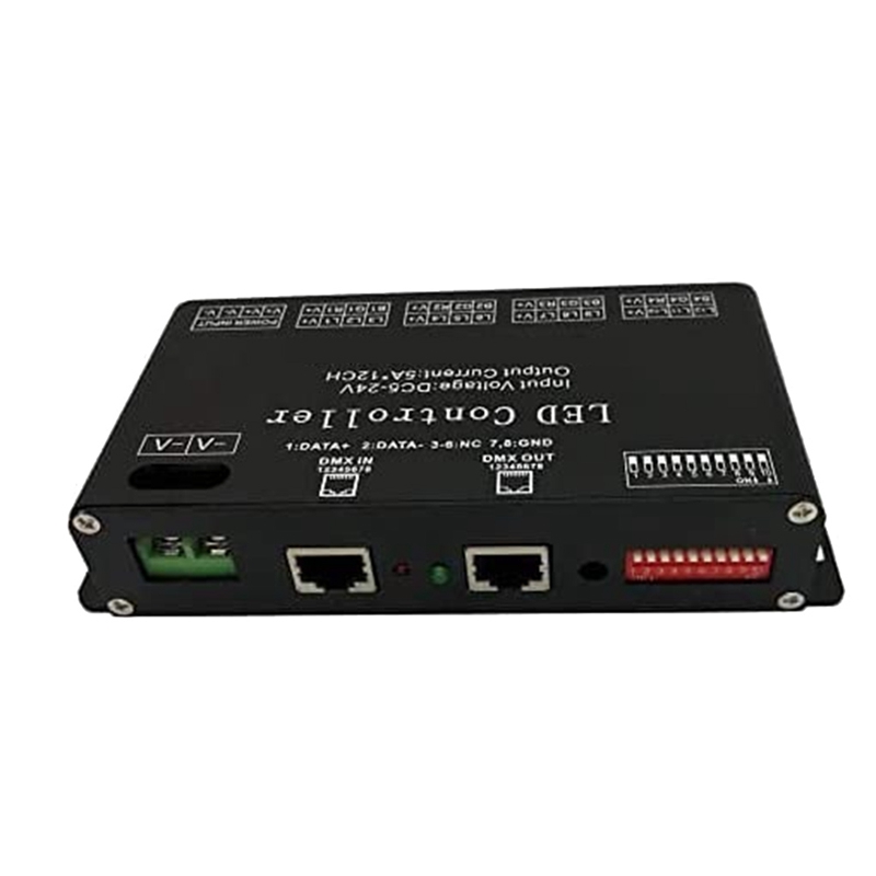 12 Channel DMX Decoder 60A DMX512 LED Controller PWM Dimmer Driver for RGB LED Strip and Module Light DC12V-24V