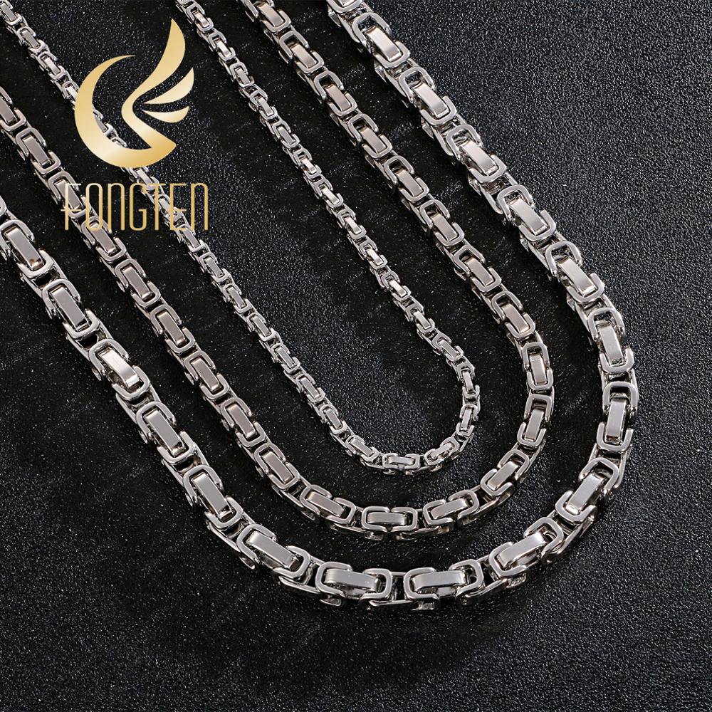 4/6/8 mm Kolye Long Chain Necklace Men Male Stainless Steel Byzantine Box Chain Gothic S Necklace Jewelry