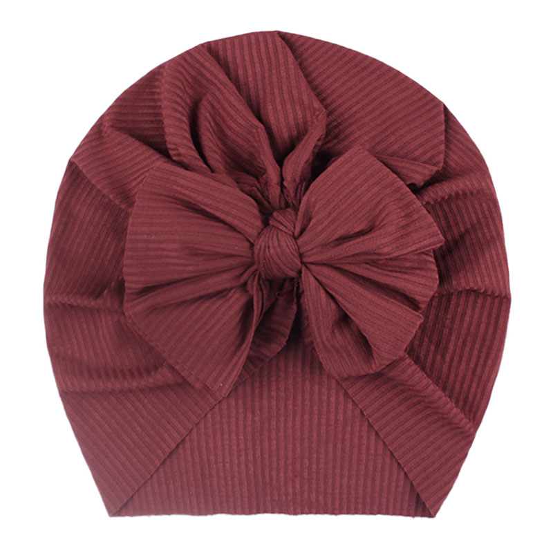 Chapeau Turban doux avec gros nœud pour bébé fille, Bonnet de couleur unie pour -né et enfant en bas âge, printemps: style 5