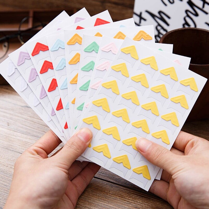 ¡Oferta! adhesivos para esquinas de fotos bonitos de 9 colores con dibujos animados para álbum de fotos DIY de bebé o álbum de recortes 24 uds/hoja