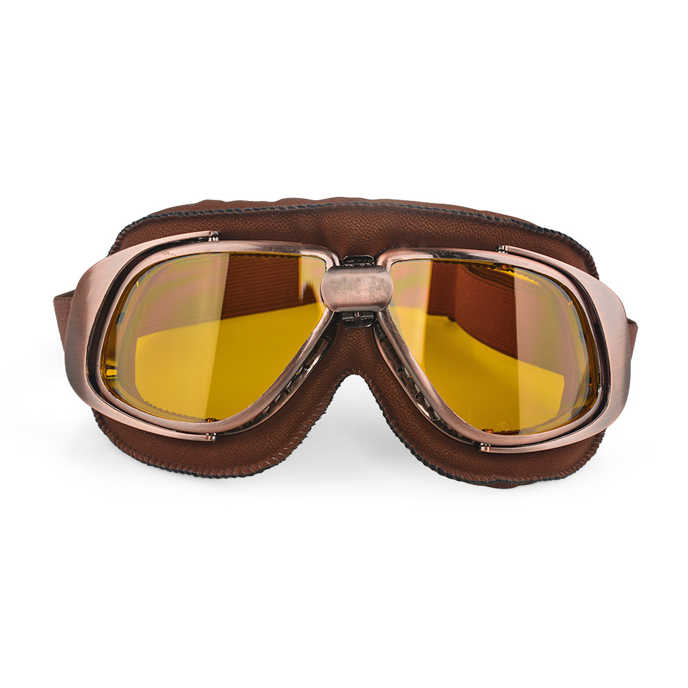 Casco de motocicleta Steampunk, gafas voladoras, piloto Vintage, gafas de motorista, protección UV: Yellow lens