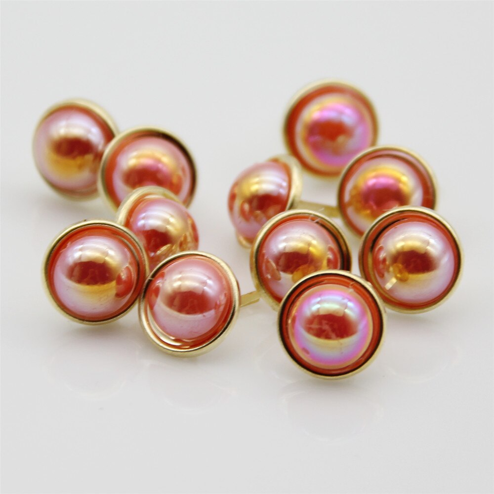 20pcs Big Colorful Pearl Brads Metal Gold Scrapbooking Embellishment Decor DIY Crafts Accessories Handmade Photo Album Fastener: Red as photo