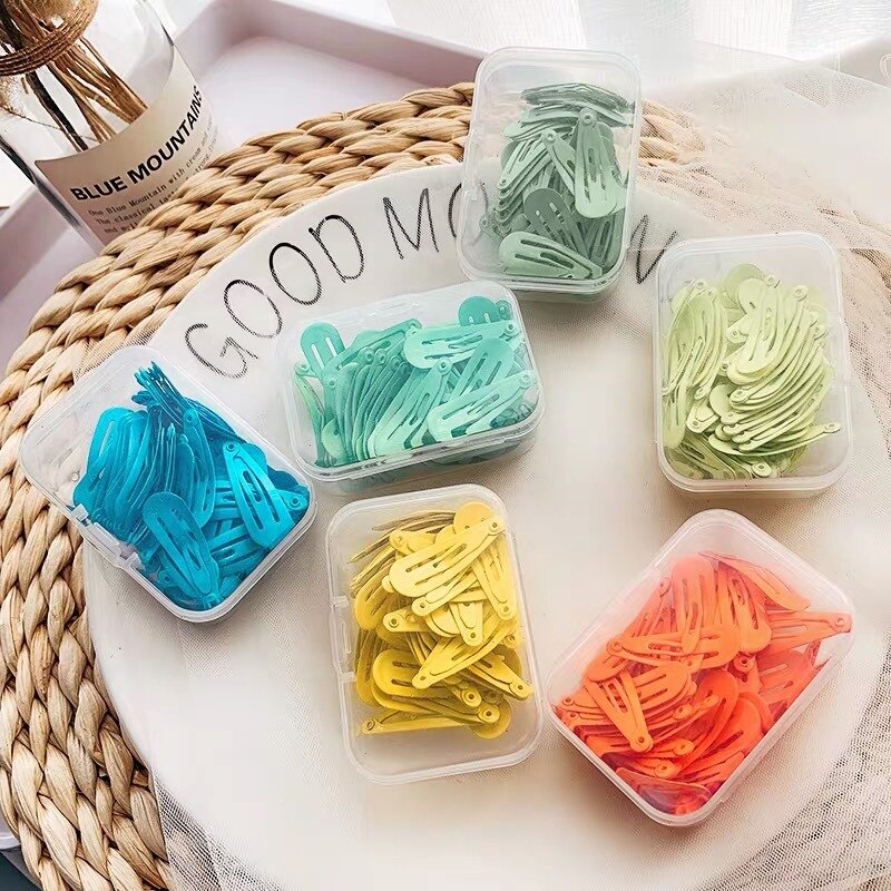 50 pçs/caixa 3cm spray liga drop-shaped crianças grampos de cabelo doce cor bonito meninas acessórios de cabelo bebês barrettes headbands