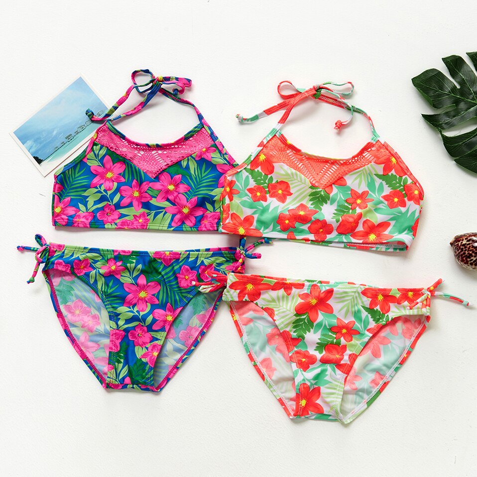 5~14Year Teenager Girls Swimwear Two pieces Girls Swimwear Lace style Children Swimwear Kid Girls Bikini set Beach wear