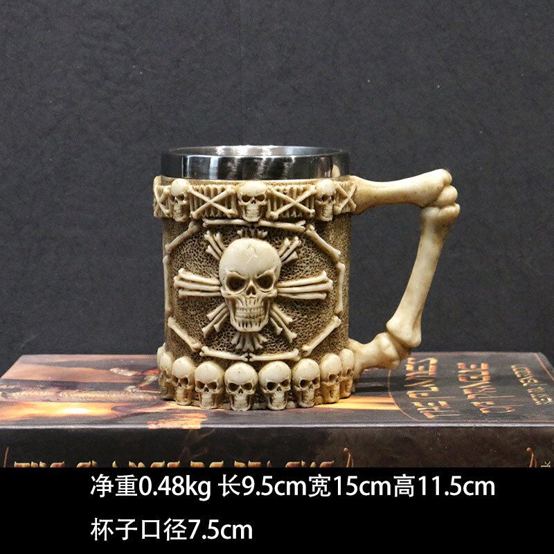3D Rvs Bier Mokken Keramische Schedel Mok Skelet Grim Knight Gothic Koffie Cups Creatieve Beste Halloween