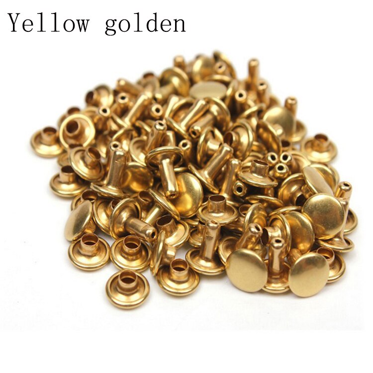 Leather Rivets Kit 100 Sets Double Cap Brass Rivets Studs