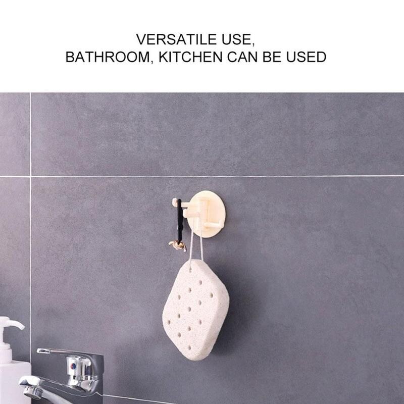 Crochet adhésif sans couture fort roulement bâton crochet rotatif cuisine mur cintre salle de bains cuisine fournitures crochets 3 en 1