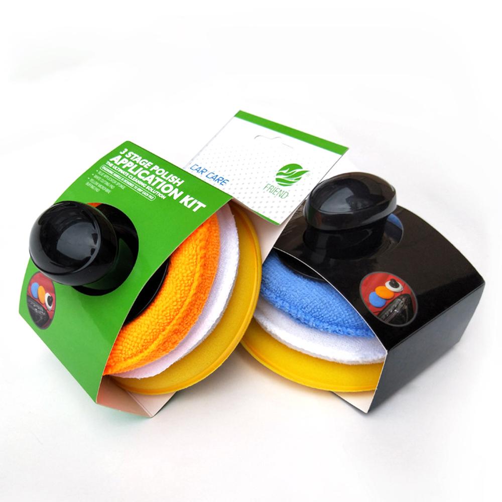 Esponja para encerar y pulir, de alta densidad, 3 + 1, conjunto de microfibra antiarañazos, esponja para pulido y cuidado de limpieza de automóviles, con mango, almohadilla para encerar