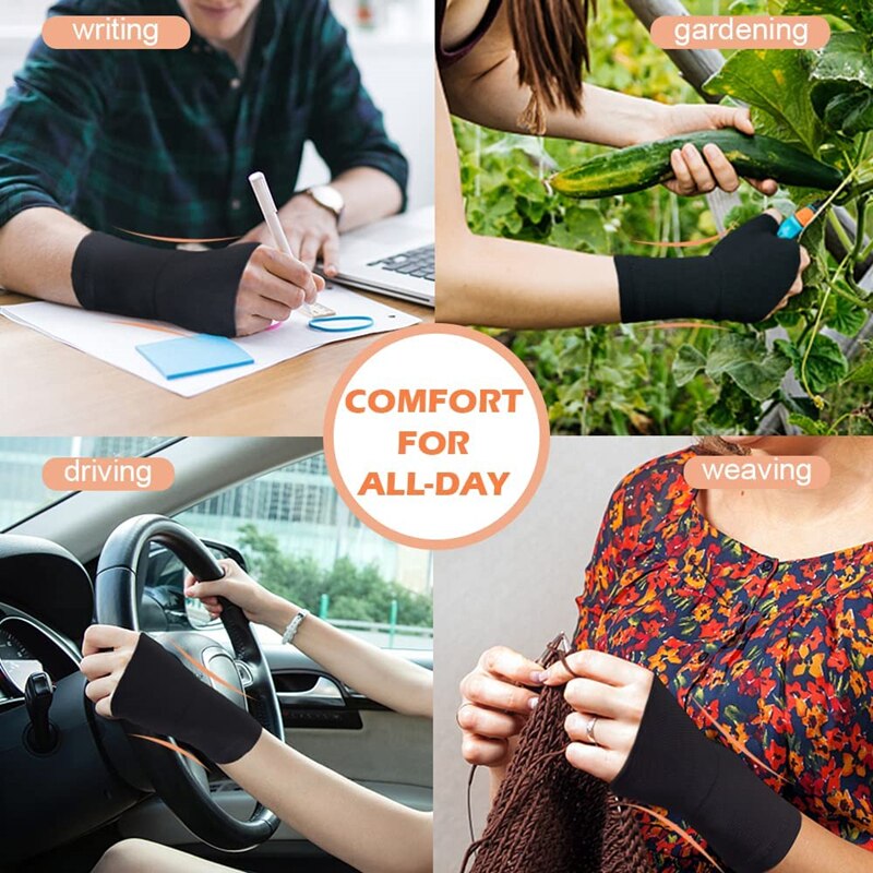 2PCS Fingerless Compression Gloves Wrist Thumb Support Sleeves Protector for Carpal Tunnel Pain Fatigue Sprains Sports Wristband