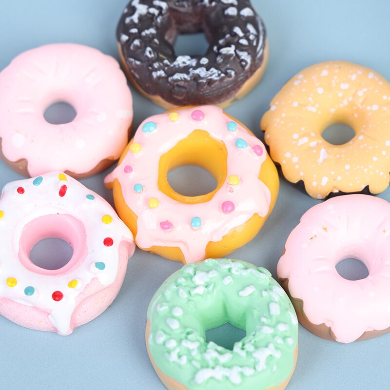 10Pc Leuke Mini Candy Donut Pop Voedsel Pretend Play Poppenhuis Miniatuur Thuis Craft