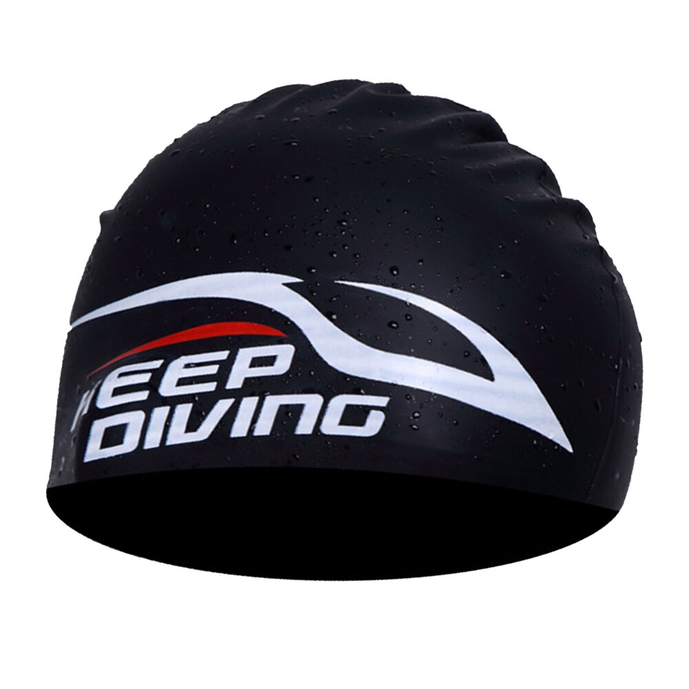 Gorros de natación de silicona impermeables para hombres y mujeres, protección elástica para los oídos, pelo largo, deportes, piscina, gorro de baño de talla grande: keep diving