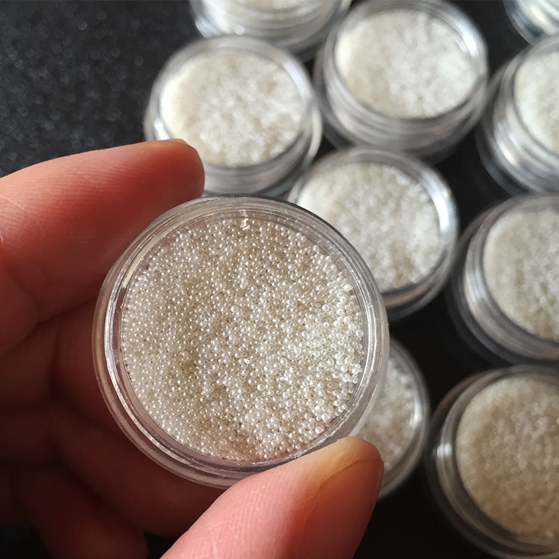 3D Rijst Wit Manicure 0.4mm Micro Crystal Glazen Kralen Nail Art Magic Tiny Clear Caviar Strass Voor Nagels decoraties
