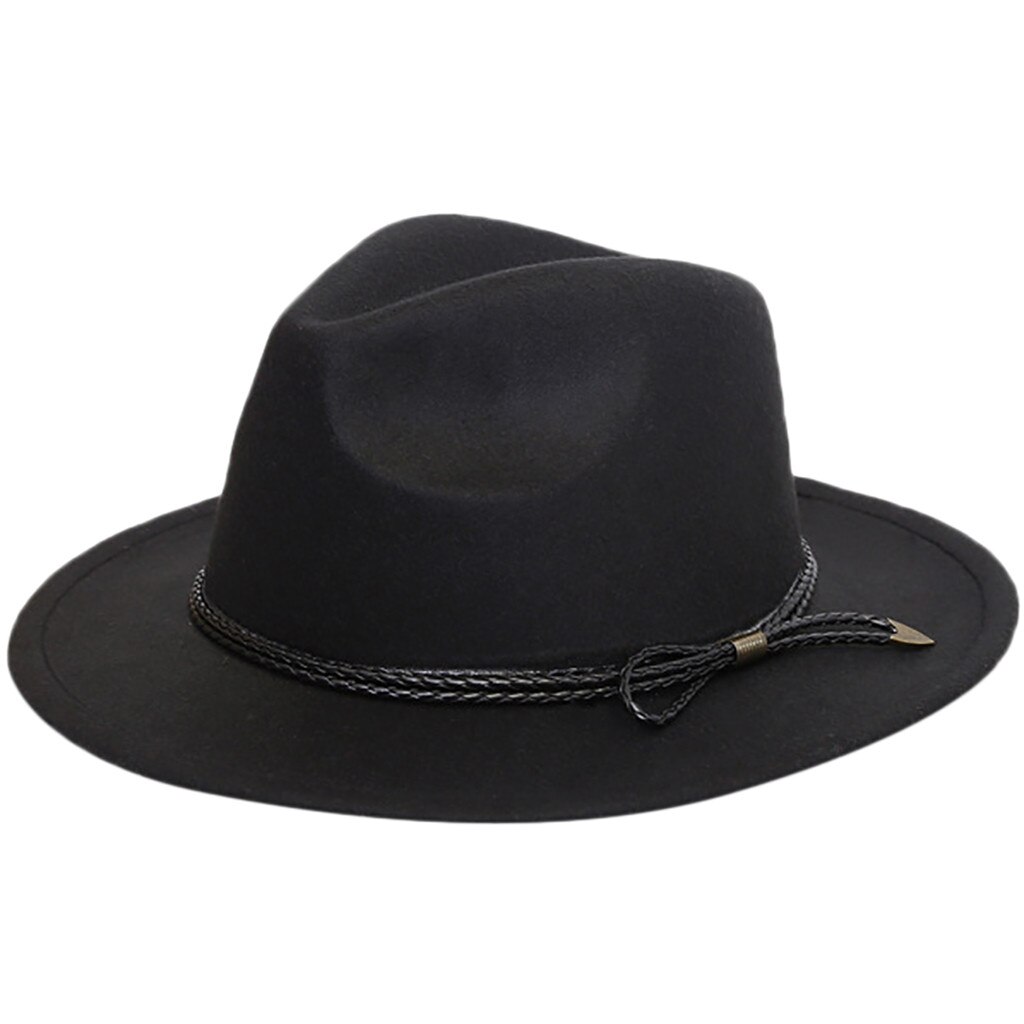 Vintage Hats Crushable Wool Felt Outback Hat Ladies Casual Hat Wide Brim With Belt Chapeau Femme Mariage #LR2