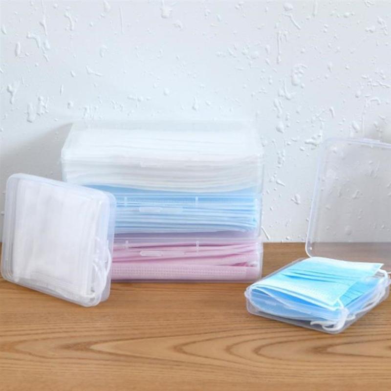 Caja contenedor para mascarillas de plástico con 3 uds., caja de almacenamiento transparente para mascarillas