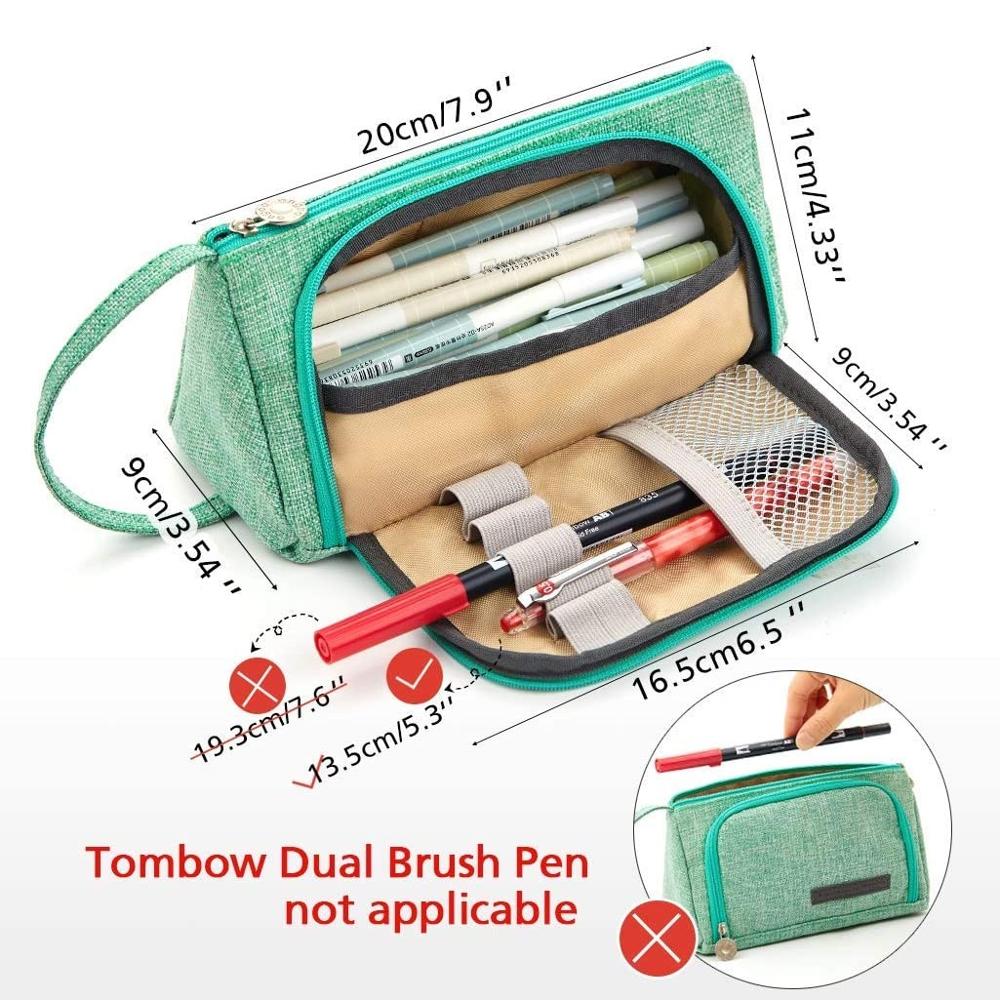 Angoo [Pure] Kleur Etui, Multi Slot Pen Zak, grote Opslag Pouch Organizer Voor Briefpapier Cosmetische Reizen Portemonnee A6443