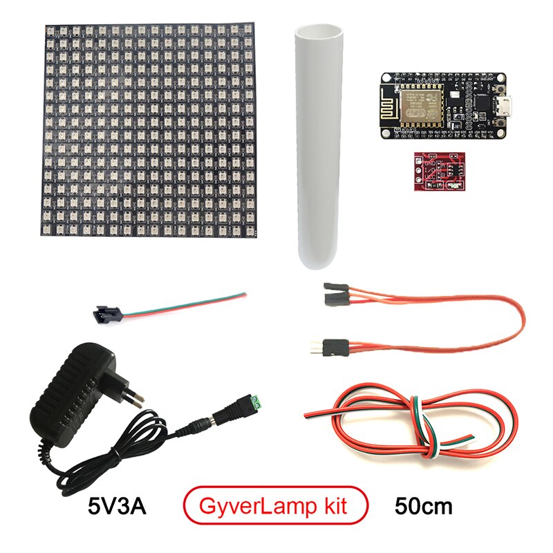 Diy Gyverlamp Kit 16X16 WS2812B Led Matrix 5V Rgb Flexibele Panel Fire Lamp Set Cilindrische Pe Plastic plafond Acryl Schaduw: 16x16 Matrix Kit