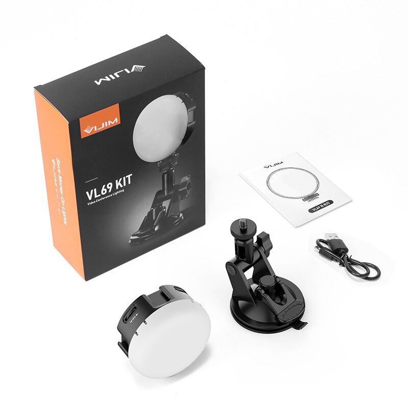 VIJIM VL69 reunión en línea luz para ordenadores portátiles de 2500K-6500k 800 Lux 270 ° ajustable luz Led para vídeo con copa de succión suave difusor: Sunction Cup Kit