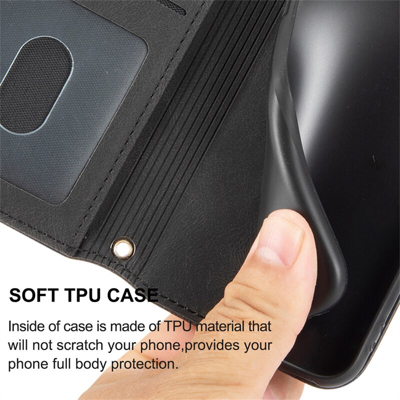 UEGO Luxury Flip Leather Wallet Camera Protective Solid Color Phone Case For iPhone 6 7 8 13 SE Shockproof Soft TPU Cover