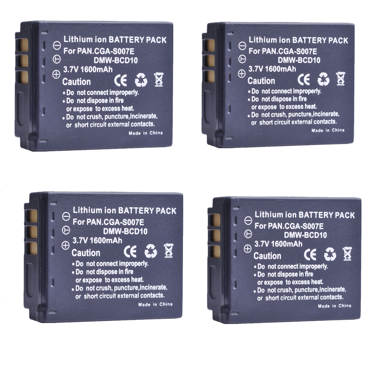 S007E CGA-S007 Li-ion Battery For Panasonic Lumix DMC TZ50 TZ15 TZ1 TZ2 TZ3 TZ4 TZ5 DMC-TZ2EB-S DMW-BDC10: Yellow