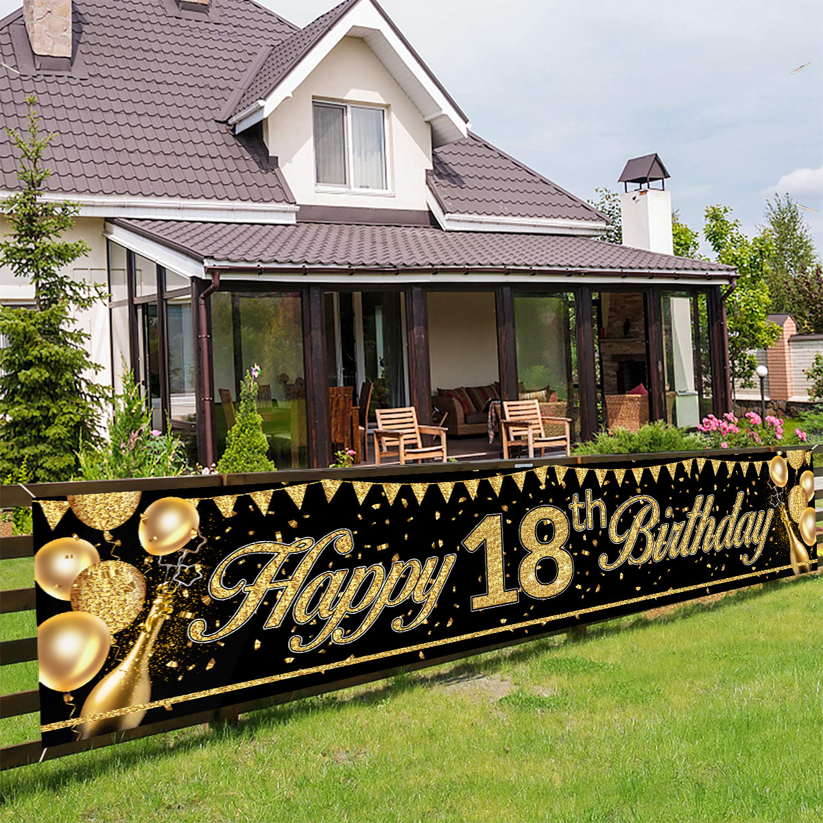 18 21 60 70 años pancartas de feliz cumpleaños decoraciones para de cumpleaños adultos negro oro suministros para de aniversario accesorios para fotos