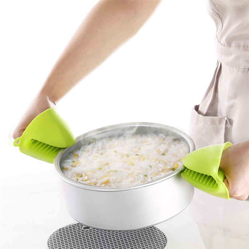 32g køkkensilikone varmebestandige handsker clips tallerkenholder skridsikre ovnhandsker luffer grydelapper bbq handske fingerbeskytter